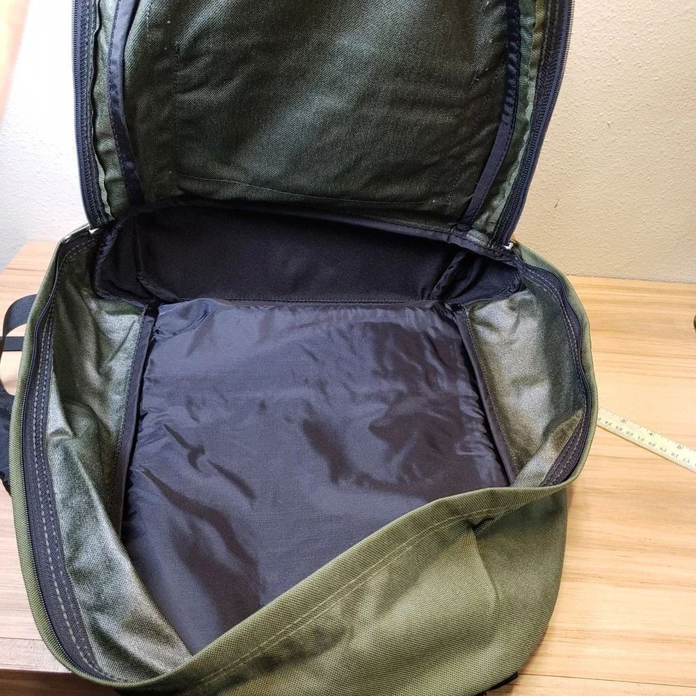 West Ridge Designs Leather Bottom Backpack Olive Green Canvas Granola Gorpcore
